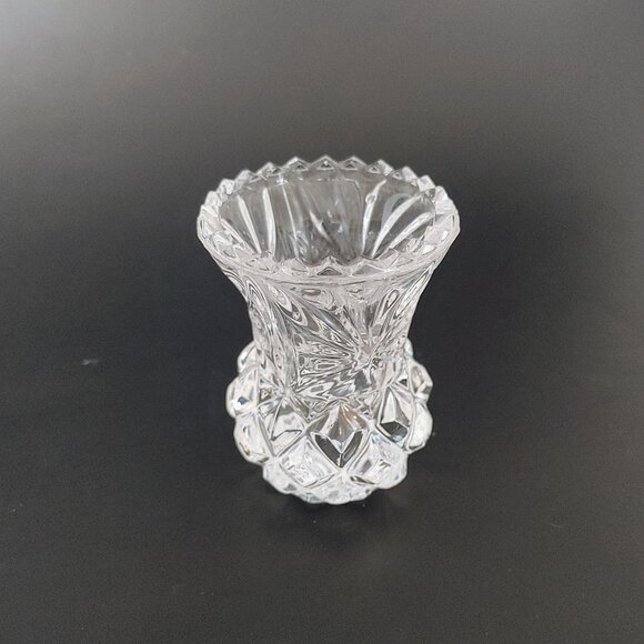Vintage Pressed Glass Vanity Set | Ring Holder | Lidded Dish| Mini Vase - Picture 2 of 5